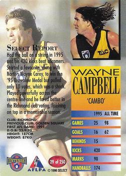 1996 Select AFL #29 Wayne Campbell Back